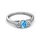 2 - Orana 7x5 mm Oval Cut Blue Topaz and Diamond 1.44 ctw Trellis Three Stone Engagement Ring 