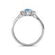 4 - Orana 7x5 mm Oval Cut Blue Topaz and Diamond 1.44 ctw Trellis Three Stone Engagement Ring 