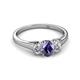 2 - Orana 7x5 mm Oval Cut Iolite and Diamond 1.34 ctw Trellis Three Stone Engagement Ring 