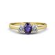 1 - Orana 7x5 mm Oval Cut Iolite and Diamond 1.34 ctw Trellis Three Stone Engagement Ring 