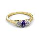 2 - Orana 7x5 mm Oval Cut Iolite and Diamond 1.34 ctw Trellis Three Stone Engagement Ring 