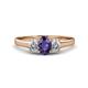 1 - Orana 7x5 mm Oval Cut Iolite and Diamond 1.34 ctw Trellis Three Stone Engagement Ring 