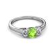 2 - Orana 7x5 mm Oval Cut Peridot and Diamond 1.44 ctw Trellis Three Stone Engagement Ring 
