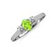3 - Orana 7x5 mm Oval Cut Peridot and Diamond 1.44 ctw Trellis Three Stone Engagement Ring 