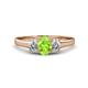 1 - Orana 7x5 mm Oval Cut Peridot and Diamond 1.44 ctw Trellis Three Stone Engagement Ring 