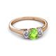 2 - Orana 7x5 mm Oval Cut Peridot and Diamond 1.44 ctw Trellis Three Stone Engagement Ring 