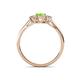 4 - Orana 7x5 mm Oval Cut Peridot and Diamond 1.44 ctw Trellis Three Stone Engagement Ring 