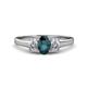 1 - Orana 7x5 mm Oval Cut London Blue Topaz and Diamond 1.44 ctw Trellis Three Stone Engagement Ring 