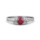 1 - Orana 7x5 mm Oval Cut Ruby and Diamond 1.49 ctw Trellis Three Stone Engagement Ring 