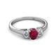 2 - Orana 7x5 mm Oval Cut Ruby and Diamond 1.49 ctw Trellis Three Stone Engagement Ring 