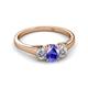 2 - Orana 7x5 mm Oval Cut Tanzanite and Diamond 1.44 ctw Trellis Three Stone Engagement Ring 
