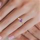 5 - Orana 7x5 mm Oval Cut Amethyst and Diamond 1.34 ctw Trellis Three Stone Engagement Ring 