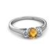 2 - Orana 7x5 mm Oval Cut Citrine and Diamond 1.34 ctw Trellis Three Stone Engagement Ring 
