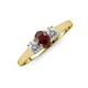 3 - Orana 7x5 mm Oval Cut Red Garnet and Diamond 1.49 ctw Trellis Three Stone Engagement Ring 