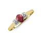 3 - Orana 7x5 mm Oval Cut Ruby and Diamond 1.49 ctw Trellis Three Stone Engagement Ring 