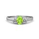 1 - Orana 7x5 mm Oval Cut Peridot and Diamond 1.44 ctw Trellis Three Stone Engagement Ring 