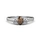 1 - Orana 7x5 mm Oval Cut Smoky Quartz and Diamond 1.34 ctw Trellis Three Stone Engagement Ring 