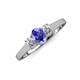 3 - Orana 7x5 mm Oval Cut Tanzanite and Diamond 1.44 ctw Trellis Three Stone Engagement Ring 