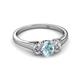 2 - Orana 7x5 mm Oval Cut Aquamarine and Diamond 1.34 ctw Trellis Three Stone Engagement Ring 