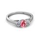 2 - Orana 7x5 mm Oval Cut Pink Tourmaline and Diamond 0.89 ctw Trellis Three Stone Engagement Ring 