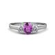 1 - Orana 7x5 mm Oval Cut Amethyst and Diamond 1.34 ctw Trellis Three Stone Engagement Ring 