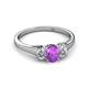 2 - Orana 7x5 mm Oval Cut Amethyst and Diamond 1.34 ctw Trellis Three Stone Engagement Ring 
