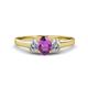 1 - Orana 7x5 mm Oval Cut Amethyst and Diamond 1.34 ctw Trellis Three Stone Engagement Ring 