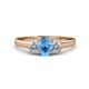 1 - Orana 7x5 mm Oval Cut Blue Topaz and Diamond 1.44 ctw Trellis Three Stone Engagement Ring 
