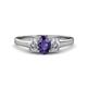 1 - Orana 7x5 mm Oval Cut Iolite and Diamond 1.34 ctw Trellis Three Stone Engagement Ring 