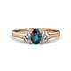 1 - Orana 7x5 mm Oval Cut London Blue Topaz and Diamond 1.44 ctw Trellis Three Stone Engagement Ring 