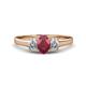 1 - Orana 7x5 mm Oval Cut Ruby and Diamond 1.49 ctw Trellis Three Stone Engagement Ring 