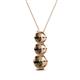 2 - Kesha (4.2mm) Round Smoky Quartz Graduated Three Stone Drop Pendant 