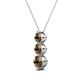 2 - Kesha (4.2mm) Round Smoky Quartz Graduated Three Stone Drop Pendant 