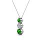 2 - Kesha (4mm) Round Green Garnet and Diamond Graduated Three Stone Drop Pendant 