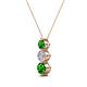 2 - Kesha (4mm) Round Green Garnet and Diamond Graduated Three Stone Drop Pendant 