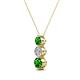 2 - Kesha (4mm) Round Green Garnet and Lab Grown Diamond Graduated Three Stone Drop Pendant 