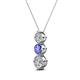 2 - Kesha (4.2mm) Round Tanzanite and Diamond Graduated Three Stone Drop Pendant 