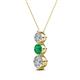 2 - Kesha (4.2mm) Round Emerald and Diamond Graduated Three Stone Drop Pendant 
