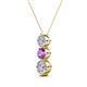 2 - Kesha (4.2mm) Round Amethyst and Lab Grown Diamond Graduated Three Stone Drop Pendant 