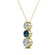 2 - Kesha (4.2mm) Round Blue Diamond and White Lab Grown Diamond Graduated Three Stone Drop Pendant 