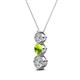 2 - Kesha (4.2mm) Round Peridot and Lab Grown Diamond Graduated Three Stone Drop Pendant 