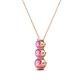 2 - Kesha (3.4mm) Round Pink Tourmaline Graduated Three Stone Drop Pendant 