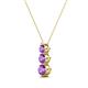 2 - Kesha (3.4mm) Round Amethyst Graduated Three Stone Drop Pendant 