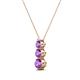 2 - Kesha (3.4mm) Round Amethyst Graduated Three Stone Drop Pendant 
