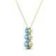 2 - Kesha (3.4mm) Round Blue Topaz Graduated Three Stone Drop Pendant 