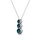 2 - Kesha (3.4mm) Round Blue Diamond Graduated Three Stone Drop Pendant 