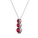 2 - Kesha (3.4mm) Round Ruby Graduated Three Stone Drop Pendant 