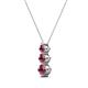 2 - Kesha (3.4mm) Round Rhodolite Garnet Graduated Three Stone Drop Pendant 
