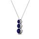2 - Kesha (3.4mm) Round Blue Sapphire Graduated Three Stone Drop Pendant 