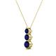 2 - Kesha (3.4mm) Round Blue Sapphire Graduated Three Stone Drop Pendant 